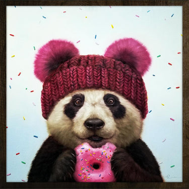Panda met Donut - Diamond Painting - 30x30cm - Rond